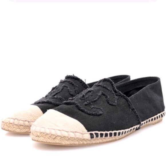 CHANEL Black and Cream Espadrilles - Picture 1 of 9